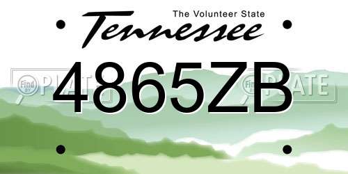 4865ZB Tennessee License Plate