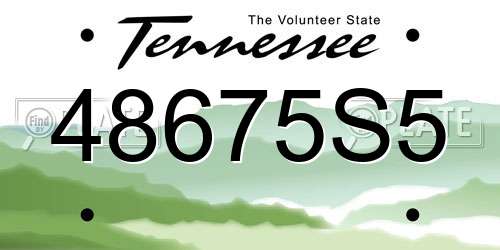 48675S5 Tennessee License Plate