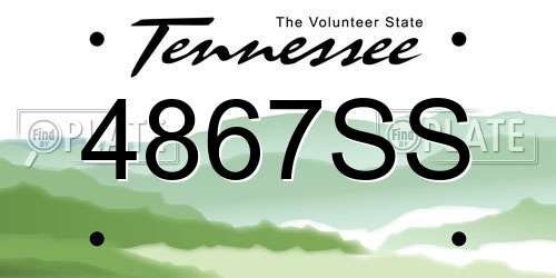 4867SS Tennessee License Plate