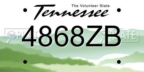 4868ZB Tennessee License Plate