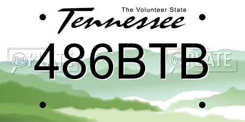 486BTB Tennessee License Plate