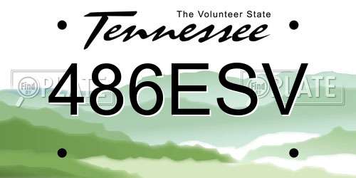 486ESV Tennessee License Plate