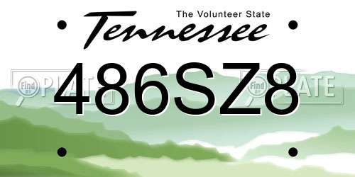486SZ8 Tennessee License Plate