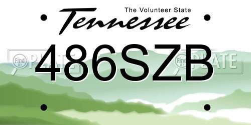 486SZB Tennessee License Plate