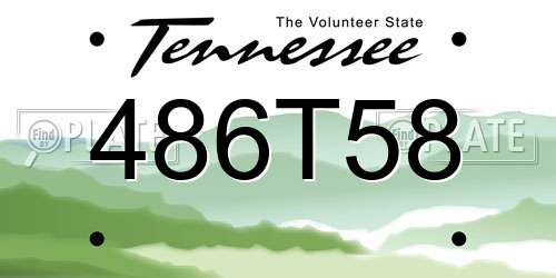 486T58 Tennessee License Plate