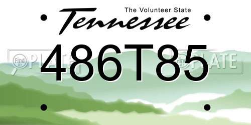 486T85 Tennessee License Plate
