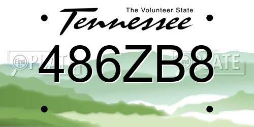 486ZB8 Tennessee License Plate