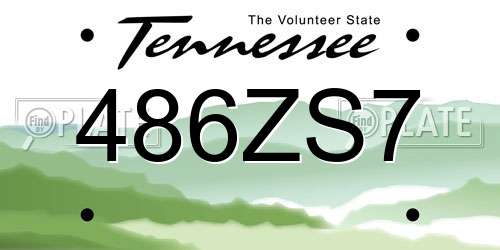 486ZS7 Tennessee License Plate