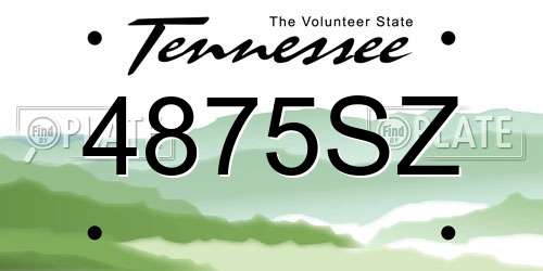 4875SZ Tennessee License Plate