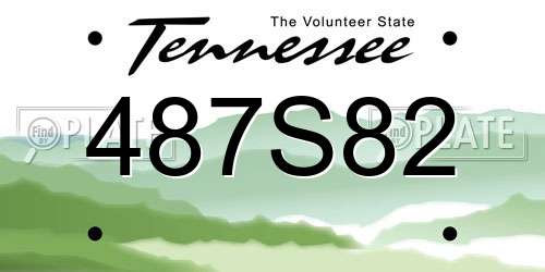 487S82 Tennessee License Plate