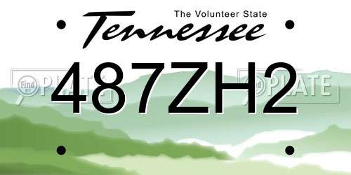 487ZH2 Tennessee License Plate