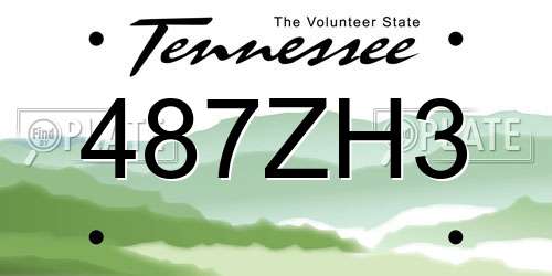 487ZH3 Tennessee License Plate