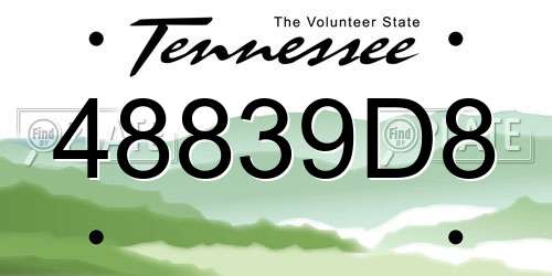 48839D8 Tennessee License Plate