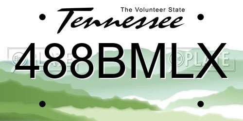 488BMLX Tennessee License Plate