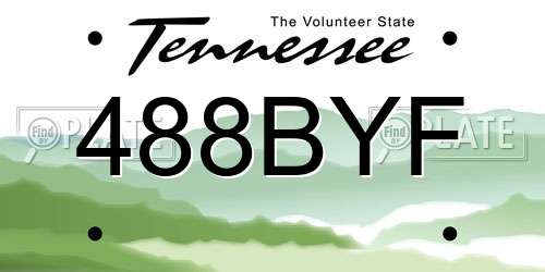 488BYF Tennessee License Plate