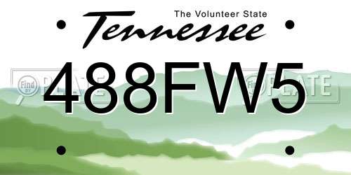 488FW5 Tennessee License Plate