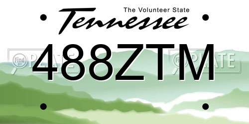 488ZTM Tennessee License Plate