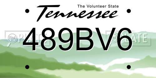 489BV6 Tennessee License Plate