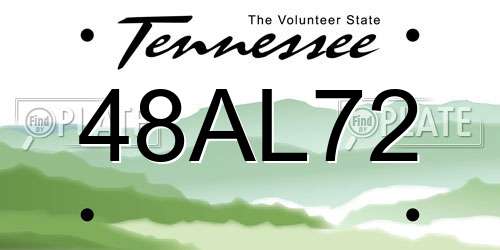 48AL72 Tennessee License Plate