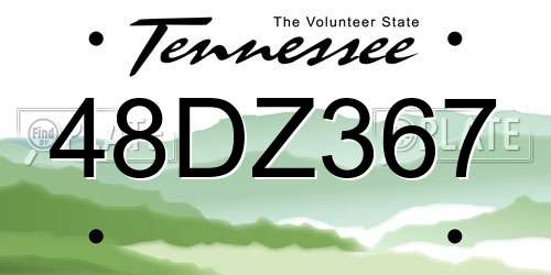 48DZ367 Tennessee License Plate