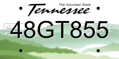 48GT855 Tennessee License Plate