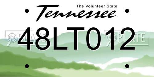 48LT012 Tennessee License Plate