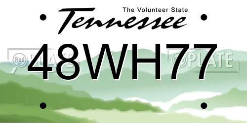 48WH77 Tennessee License Plate