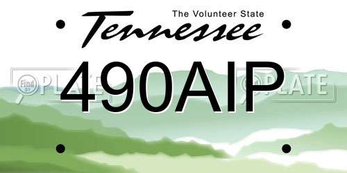 490AIP Tennessee License Plate