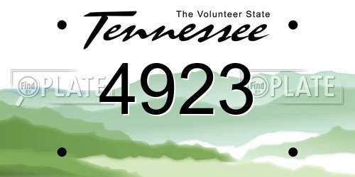 4923 Tennessee License Plate