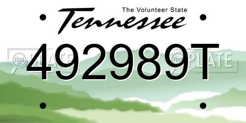 492989T Tennessee License Plate