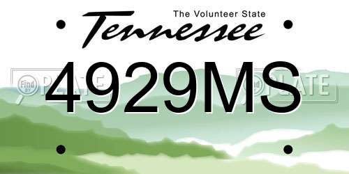 4929MS Tennessee License Plate