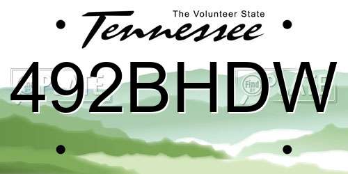 492BHDW Tennessee License Plate