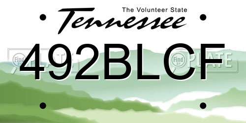 492BLCF Tennessee License Plate