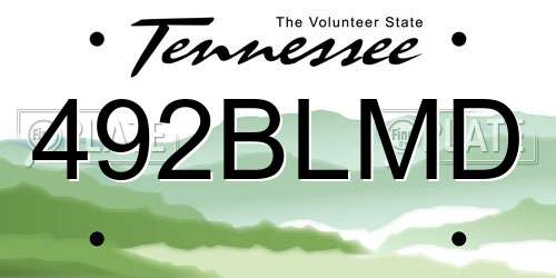 492BLMD Tennessee License Plate