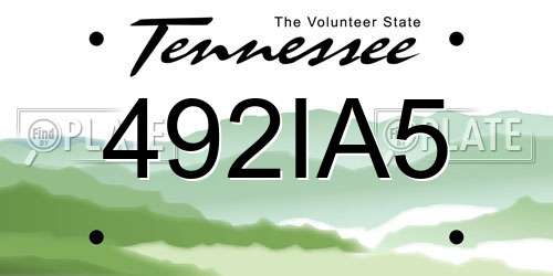 492IA5 Tennessee License Plate