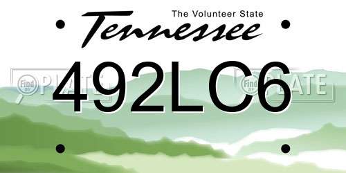 492LC6 Tennessee License Plate