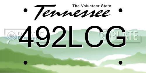492LCG Tennessee License Plate