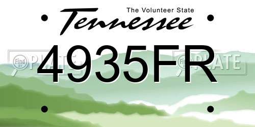 4935FR Tennessee License Plate