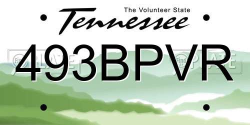 493BPVR Tennessee License Plate