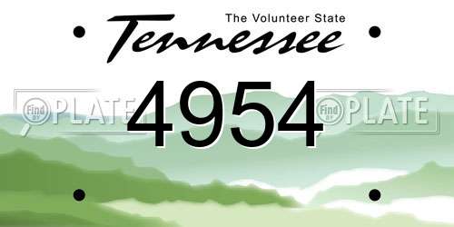 4954 Tennessee License Plate