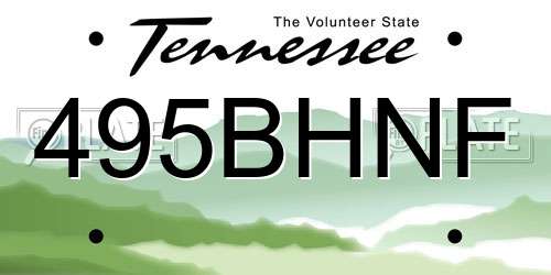 495BHNF Tennessee License Plate