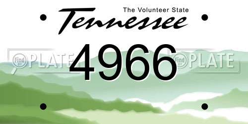 4966 Tennessee License Plate