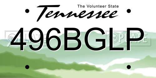 496BGLP Tennessee License Plate