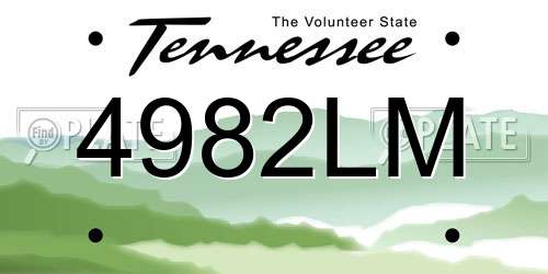4982LM Tennessee License Plate