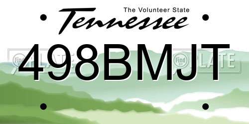 498BMJT Tennessee License Plate