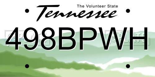 498BPWH Tennessee License Plate