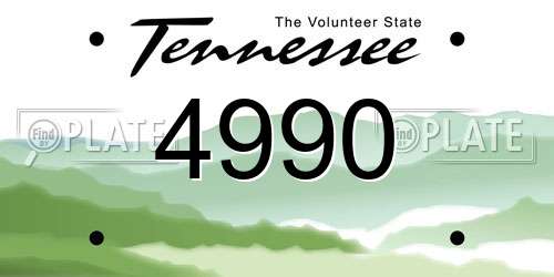 4990 Tennessee License Plate