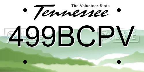 499BCPV Tennessee License Plate