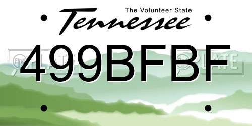 499BFBF Tennessee License Plate