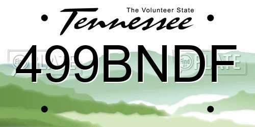 499BNDF Tennessee License Plate